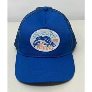 NWT Sun & Sky Great Lakes Fly Fishing Blue Trucker Hat Adjustable Mesh Snapback